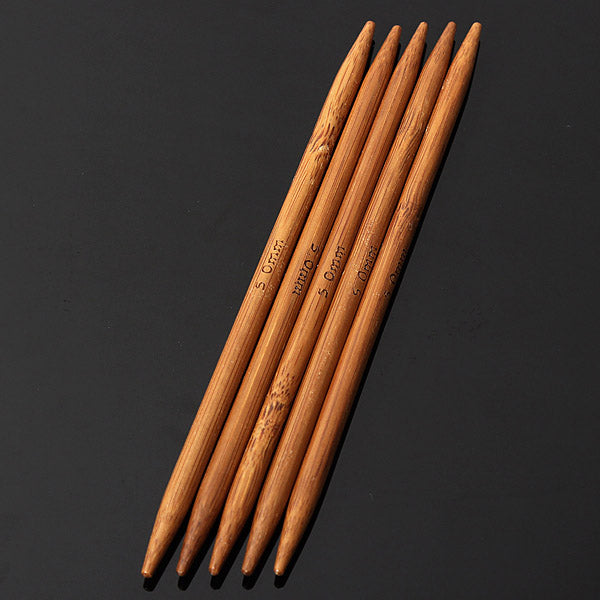 55pcs 11 Sizes Carbonized Bamboo Double Pointed Knitting Needles Hat Sweater Scarf Crochet Hook