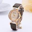 Fashion Moon Pendant Casual Bilateral Drill Oval Women Wristwatch