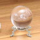 6cm Engraved Solar System Ball 3D Miniature Planets Model Crystal Ball Decorations + Stand