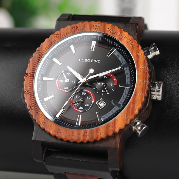 BOBO BIRD R15 Stopwatch 24 Hours Fashionable Unisex Wrist Watch Creative Quartz Watch