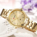 CURREN 9007 Calendar Fashionable Women Watches Stainless Steel Strap Quartz Watch