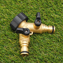 3/4" Brass 2 Way Hose Manifold Quick Connector Nozzle Y-Type Tap Water Splitter Garden Faucet Watering Pipe Adapter