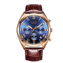 LIGE 9852 Waterproof Luminous Display Men Wrist Watch Fashion Leather Strap Quartz Watch