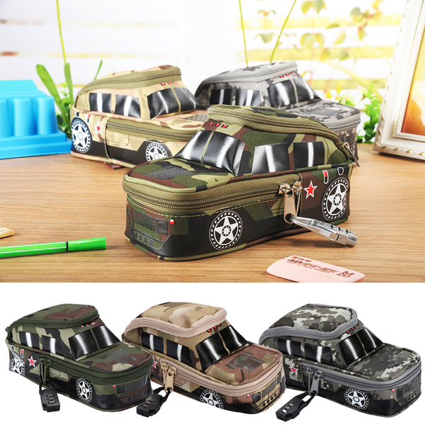 Large Capacity Creative Camouflage Off-road Car Vehicle Shape Stationery Organizer Zipper Pen Pencil Bag Anti-theft Pencil Case