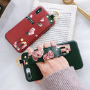 Fashion Flower Pattern Strap Ring Grip Stand Protective Case For iPhone XR/XS/XS Max/X/8/8 Plus/7/7 Plus/6s/6s Plus/6/6 Plus