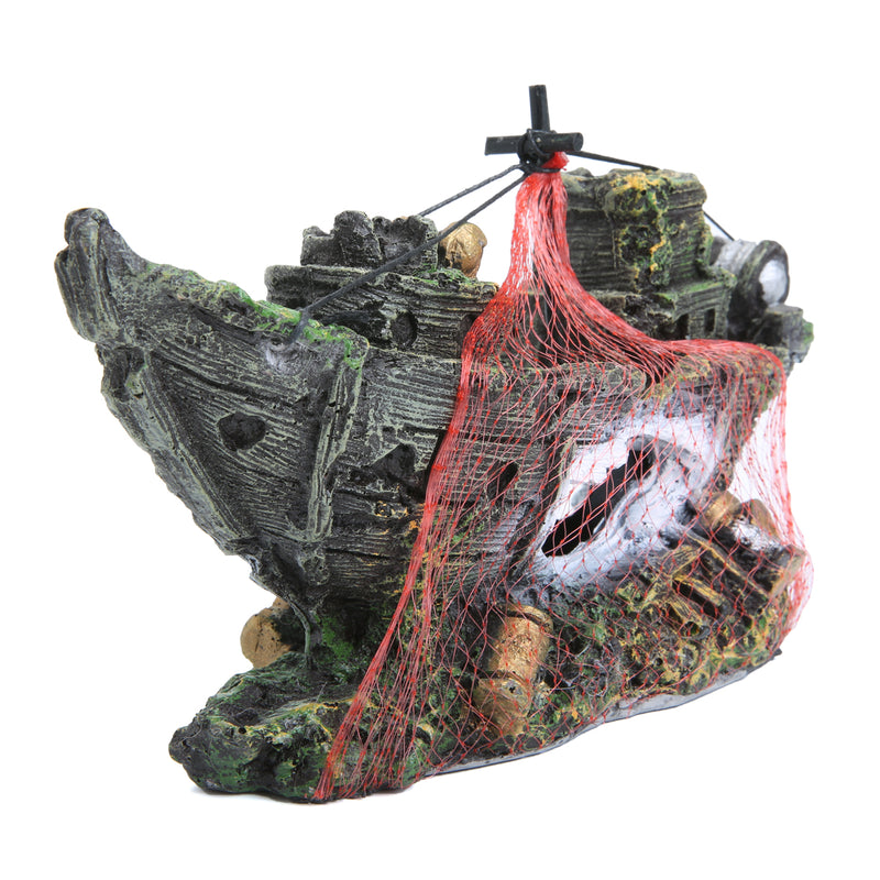 Aquarium Ornament Wreck Sailing Boats Sunk Ship Destroyer Fish Tank Cave Decor Model