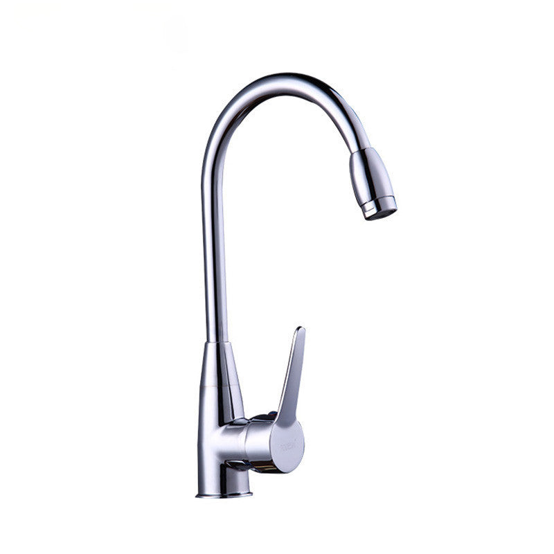 Red-crowned Crane Single Hole Hot and Cold High Curved Basin Kitchen Faucet