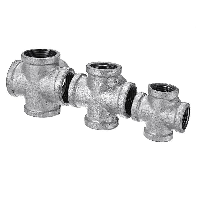 1/2" 3/4" 1" 5 Way Pipe Fitting Malleable Iron Galvanized Outlet Cross Female Tube Connector