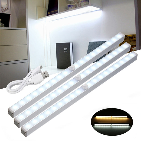 Wireless PIR Motion Sensor USB 18 LED Cabinet Closet Night Light Bar Lamp