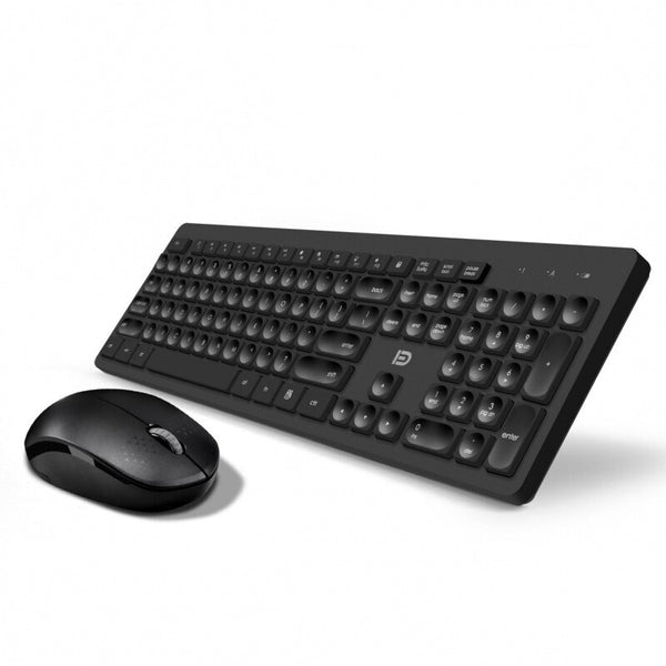 FD IK7300 2.4GHz Wireless Keyboard & Mouse Combo Set 104 Keys Silent Concave Button Keyboard 1600DPI IC Control Mouse with USB Receiver for Computer Laptop PC