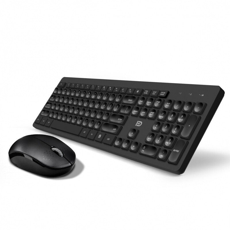 FD IK7300 2.4GHz Wireless Keyboard & Mouse Combo Set 104 Keys Silent Concave Button Keyboard 1600DPI IC Control Mouse with USB Receiver for Computer Laptop PC
