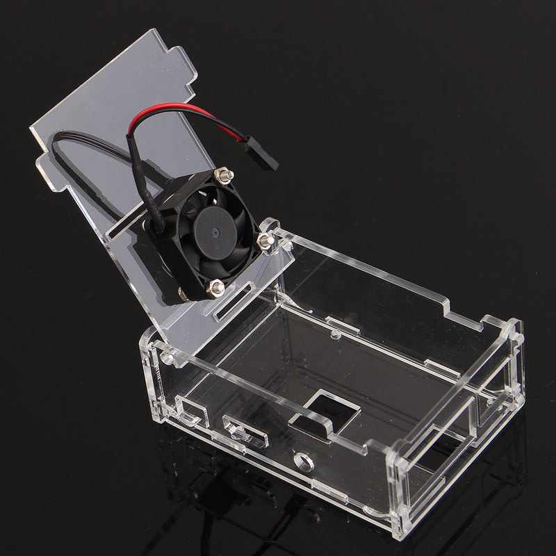 Transparent Acrylic Case Shell Enclosure Box with Fan For Raspberry Pi 3B/2B/B+