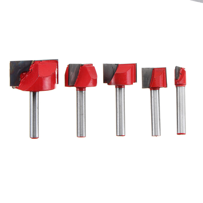 5pcs 6x10/16/22/25/32mm Shank Router Bit Kits Profiling Trimming Wood Joining Cutter