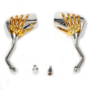 8mm Motorcycle Motor Bike Rear View Skeleton Skull Hand Claw Side Mirror