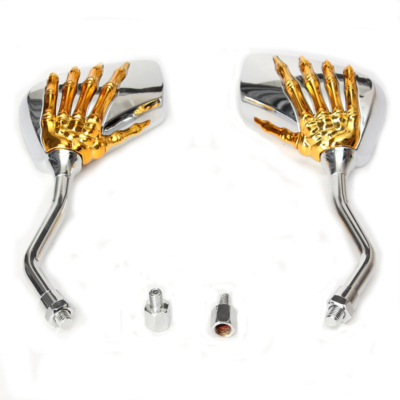8mm Motorcycle Motor Bike Rear View Skeleton Skull Hand Claw Side Mirror