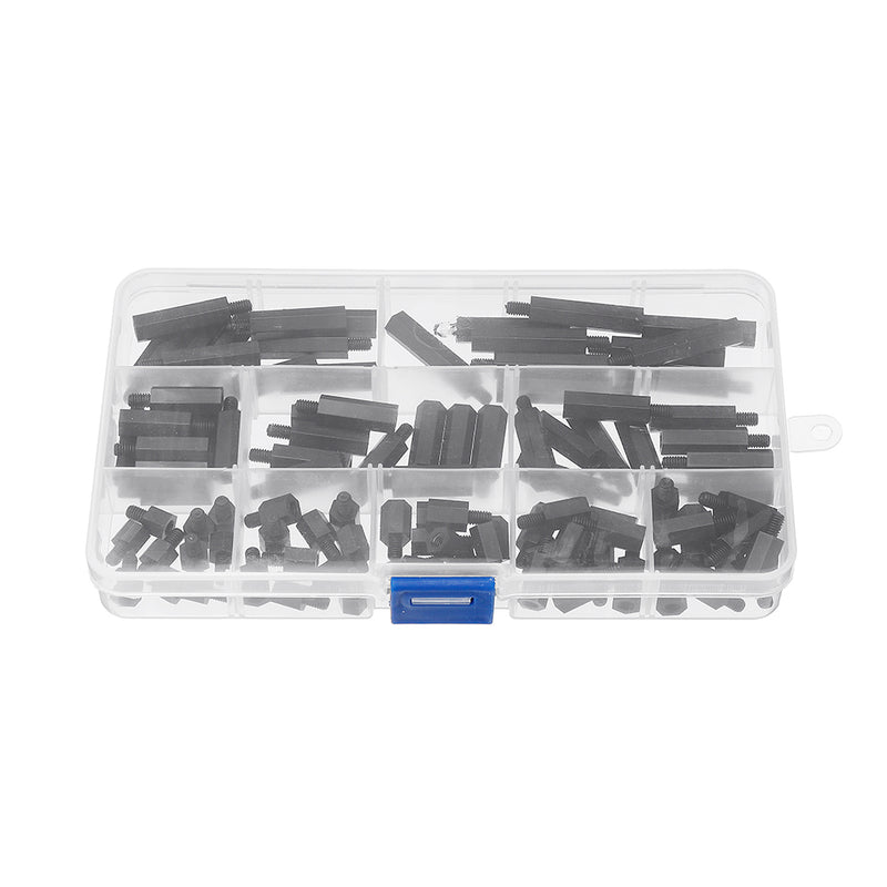 Suleve M4NH4 110Pcs M4 Nylon Hex Screw Black/White Female to Male PCB Standoff Column Set