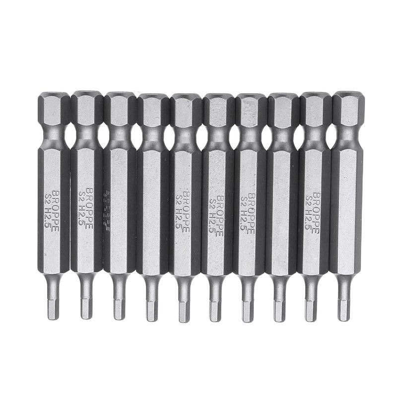 BROPPE 10Pcs Magnetic Hexagon Hex Screwdriver Bits H1.5/H2/H2.5/H3/H4/H5/H6 1/4 Inch Hex Shank Screwdriver Set For Bosch