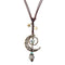 Vintage Star Moon Necklace Ethnic Ceramic Handmade Adjustable Pendant for Women