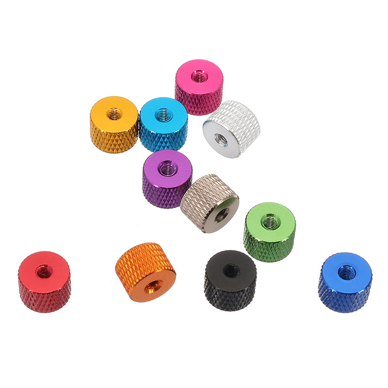 Suleve M3AN5 10Pcs M3 Knurled Thumb Nut Thread Grommet Gasket Washer Spacer Multi-color Aluminum Alloy
