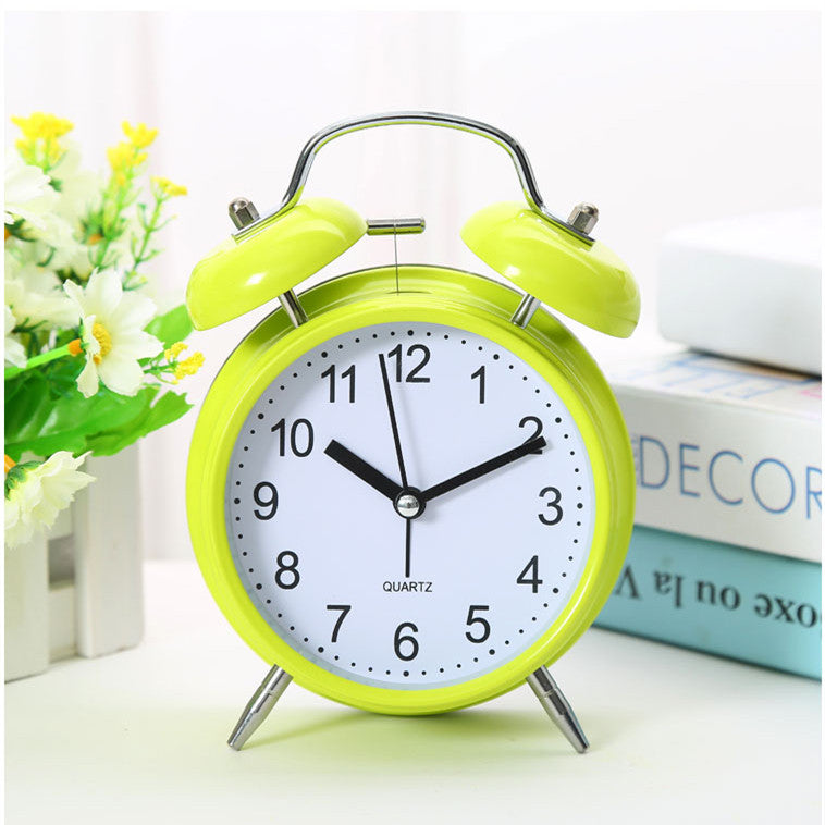 Classic Silent Double Bell Alarm Clock Concise Quartz Movement Bedside Night Light Home Decor