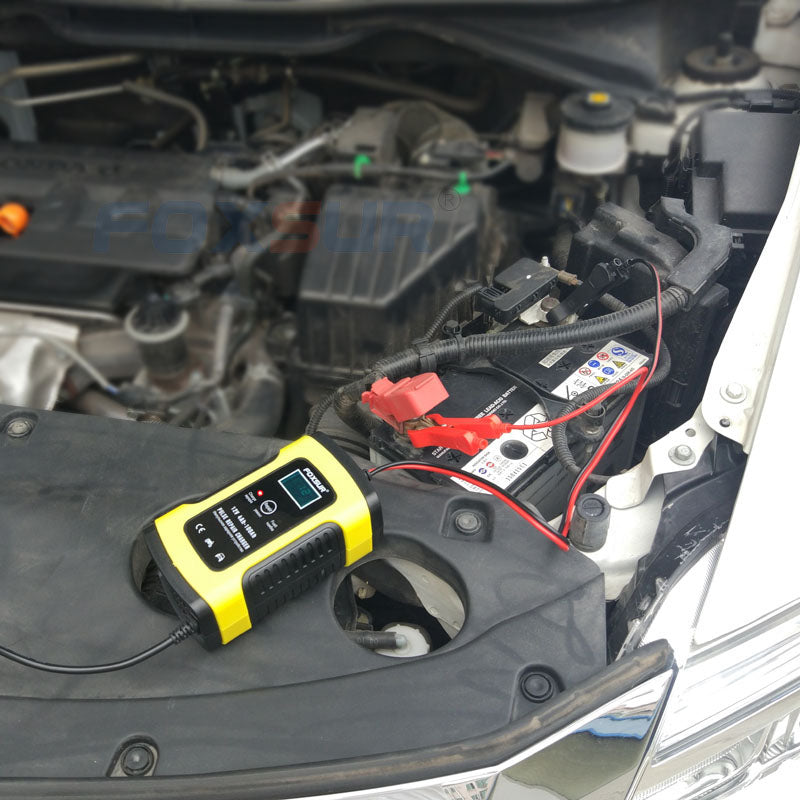 FOXSUR 12V 5A Pulse Repair LCD Battery Charger For Car Motorcycle Agm Gel Wet Lead Acid Battery