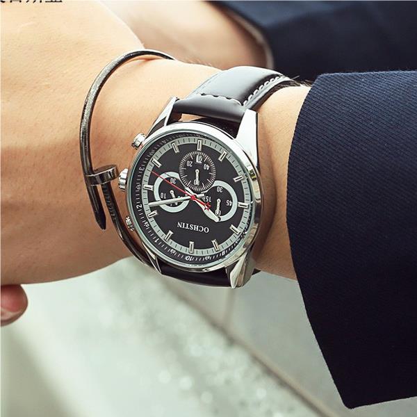 OCHSTIN 6046G Men Quartz Watch Luxury Leather Strap Business Watch