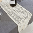 Beige Crochet Lace Table Runner Tassel Wedding Decorations Hollow Tablecloth Party Decor