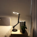 DC5V 10W Metal LED Swing Arm Table Lamp Magnifier Ring Reading Light Dimmable 3 Color Temperature for Study