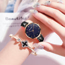 DOM G-1291 Fashion Women Watch Waterproof Starry Sky Dial Light Luxury Quartz Watch