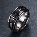 Ethnic Masonic Pattern Stainless Steel Finger Rings Vintage Rotatable Ring Fashion Jewerly For Men