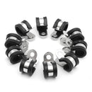 10Pcs 12mm Stainless Steel & Rubber Lined Retaining Hose P Clips Clamp