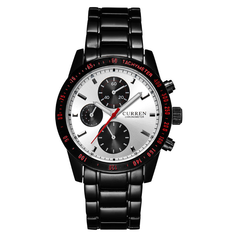 CURREN 8016 Decorative Three Dials Full Steel Quartz Watches Business Style Men Wrist Watch