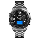 SKMEI 1504 Multifunctional Luminous EL Light Calendar 3ATM Business Men Watch Dual Display Digital Watch