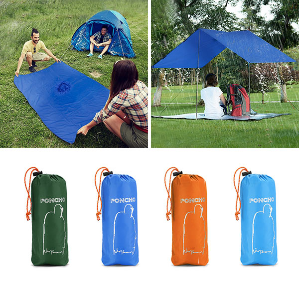 KCASA KC-RC042 3 in 1 Travel Waterproof Poncho Outdooors Rain Coat Shelter Camping Mat Backpack Cover