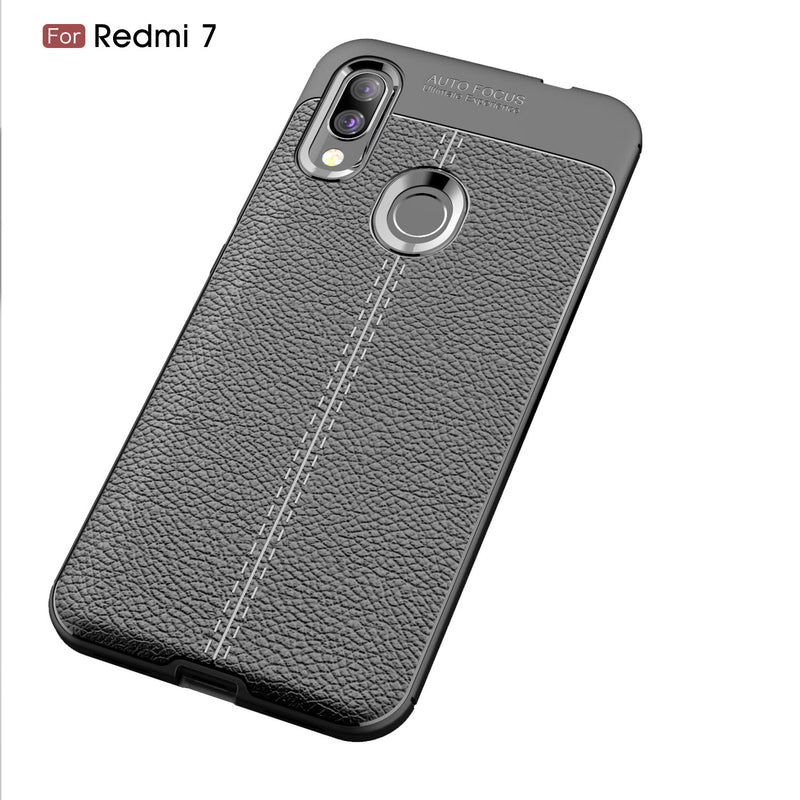 Bakeey Anti-fingerprint Litchi Silicone Soft Protective Case for Xiaomi Redmi 7/ Redmi Y3