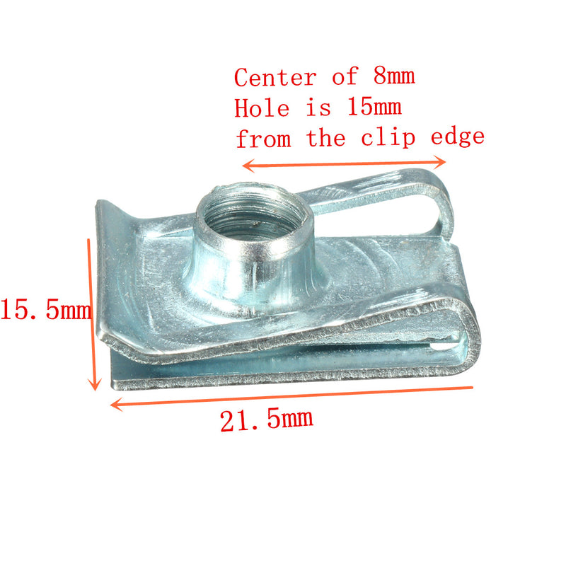 M8 8mm Thread Panel Spire C Clips Fairing Speed Fasteners Screw Zinc Chimney U Nut