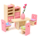 Wooden Doll Set Children Toys Miniature House Family Furniture Kit  Accessories