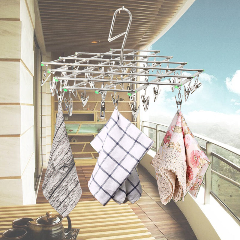 35 Pegs Clothes Home Hooks Underwear Socks Gloves Drying Rack Clothes Hanger Folding