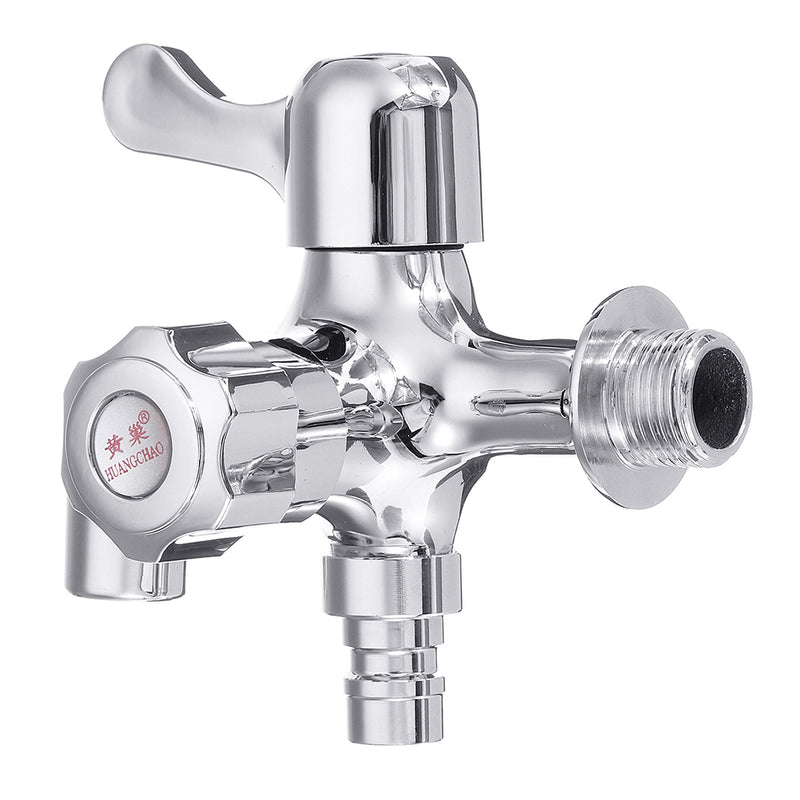 Wall Mount Single Cold Washing Machine Faucet 1/2'' Double Spouts 2 Handles Water Tap Garden Faucet Bathroom Bibcock Tap