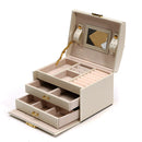 3 Layers Drawer With Mirror Velvet Jewelry Box Necklace Ring Storage Organizer Case