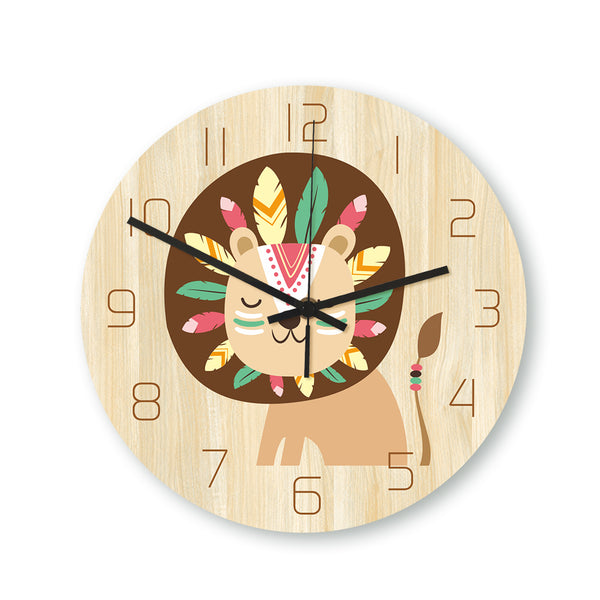 Loskii CC029 Creative Lion Pattern Wall Clock Mute Wall Clock Quartz Wall Clock For Home Office Decorations