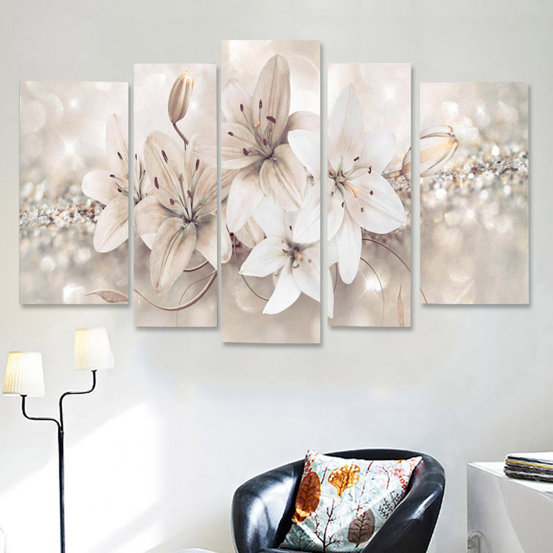 5 Panels Love Flowers Decorations Wall Art Print Pictures Canvas Wall Paintings Unframed For Home