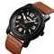 SKMEI 1417 Leather Simple Big Number Business Fashion Men Quartz Watch