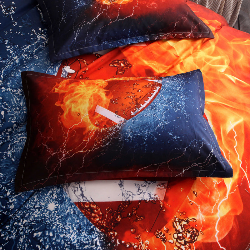 3 PCS Bedding Sets Ball Sports Quilt Cover Pillowcase For Queen Size