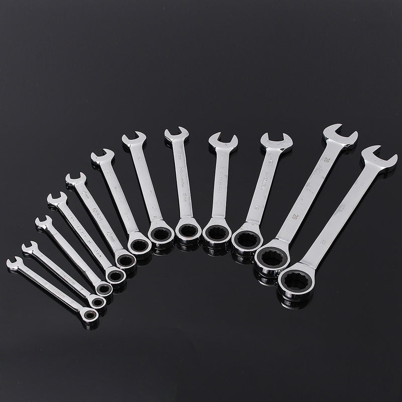 72 Teeth Chrome Vanadium Steel Fixed Head Ratchet Spanner Wrench Open End Ring Tool