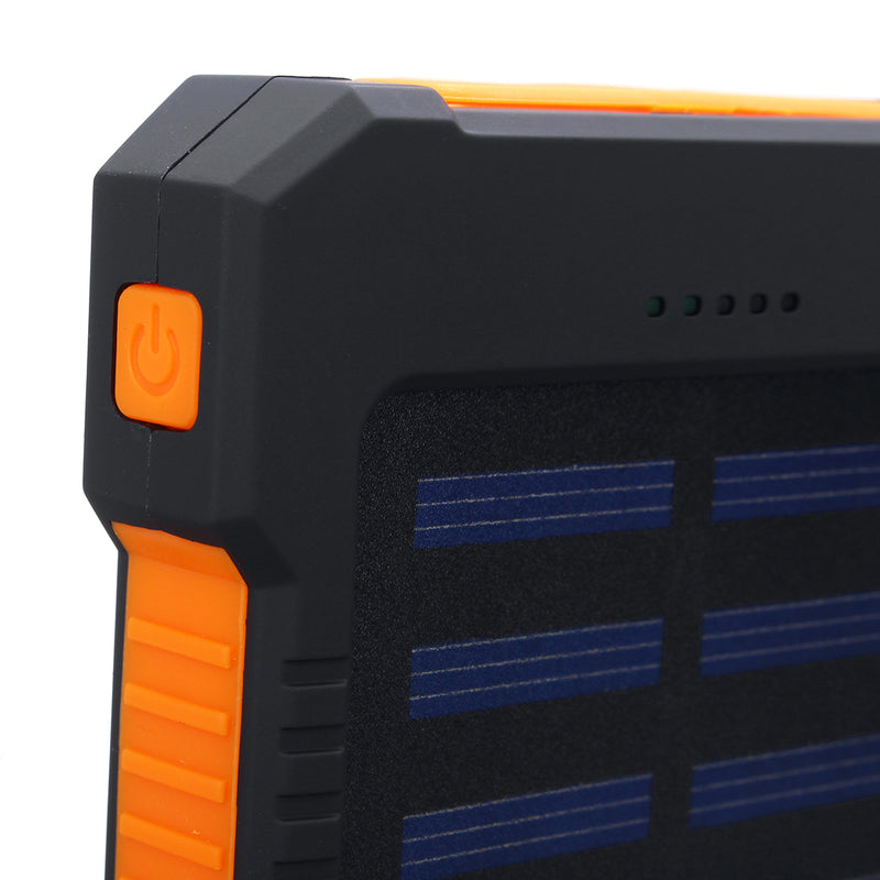 LED Compass Waterproof 6000mAh 2 USB Portable Solar Battery Charger Solar Power Bank Climbing Hook