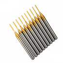 Drillpro DB-P4 10pcs 1.0mm Carbide PCB Bits 1/8 Inch Shank Titanium Coated End Mill Engraving Bits