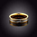 Crystal Stripe Stainless Steel Lover Couple Ring Women Jewelry For Wedding