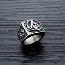Personality Domineering Retro Masonic Titanium Steel Index Finger Ring
