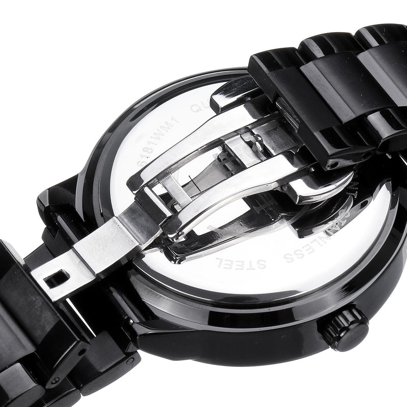 LIGE LG9876 Special Skull Pattern Three-needle Stainless Steel Quartz Watch Men Watch